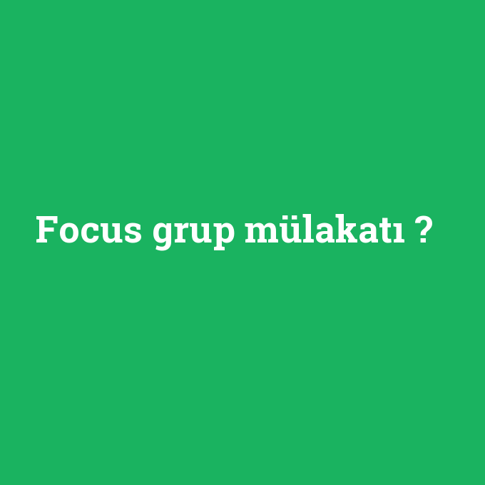 Focus grup mülakatı, Focus grup mülakatı nedir ,Focus grup mülakatı ne demek
